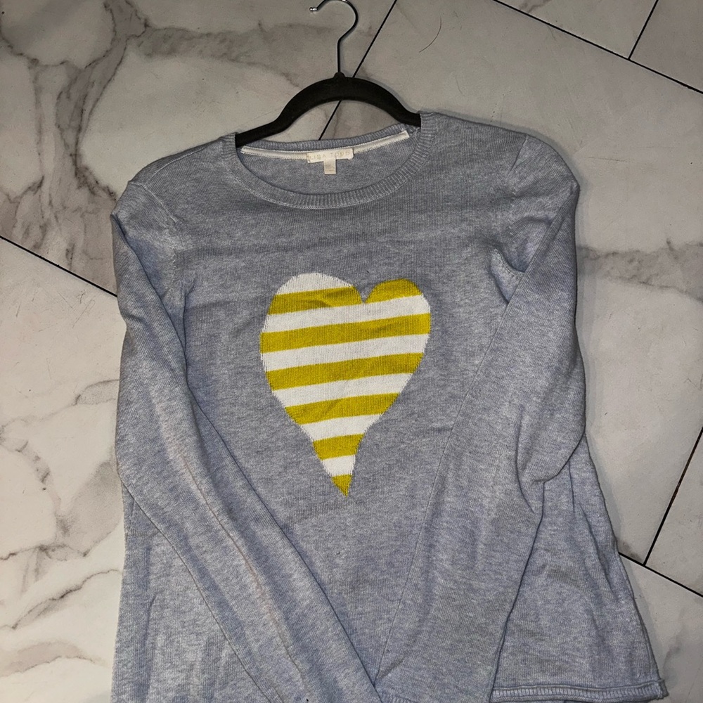 Lisa Todd Gray and Yellow Heart Crew Neck Sweater